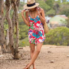 Load image into Gallery viewer, Crisscross Strap Romper in Hawaiian Red