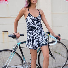 Load image into Gallery viewer, Crisscross Strap Romper in Black Leaf