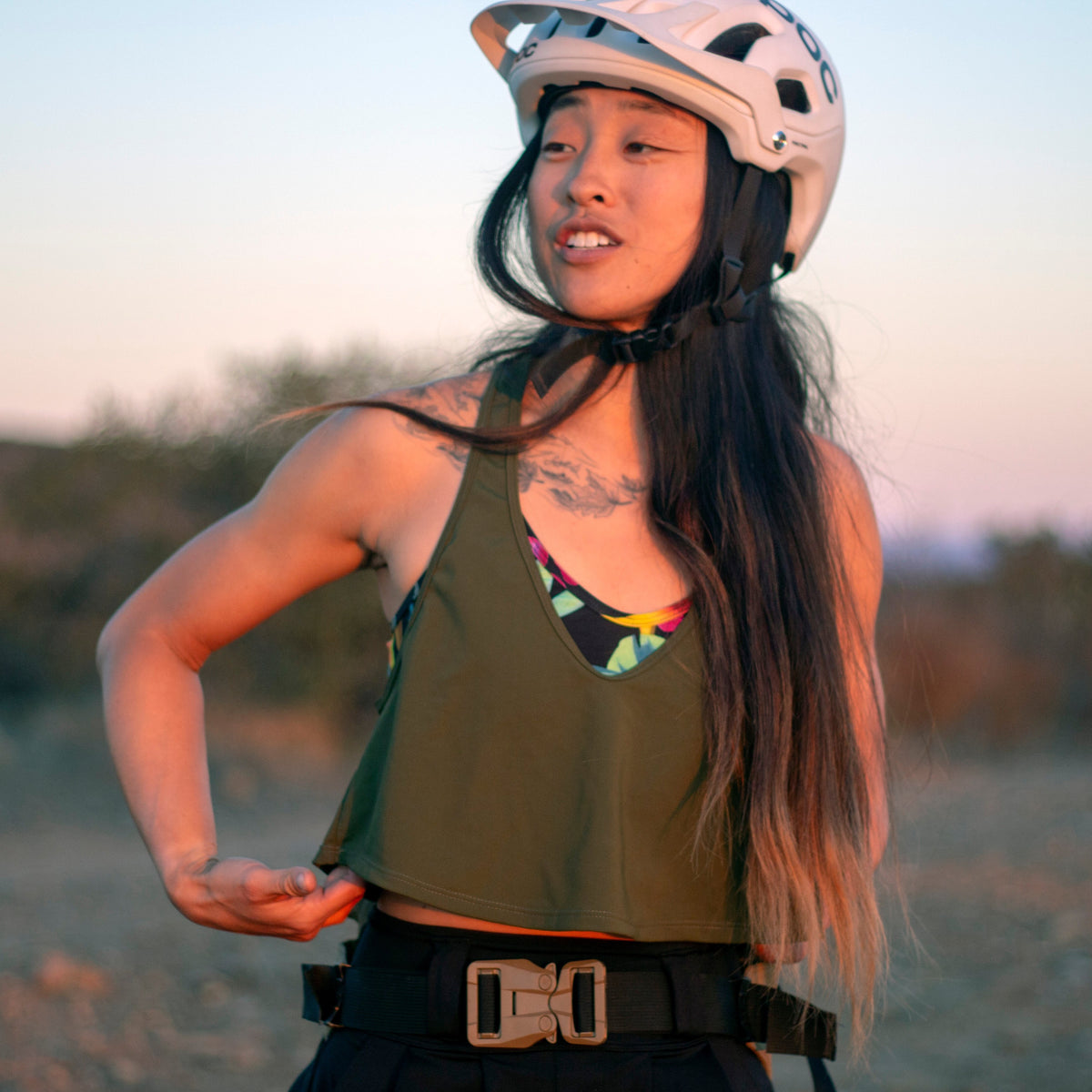 Lynt Razor Back Tank in Green Olive