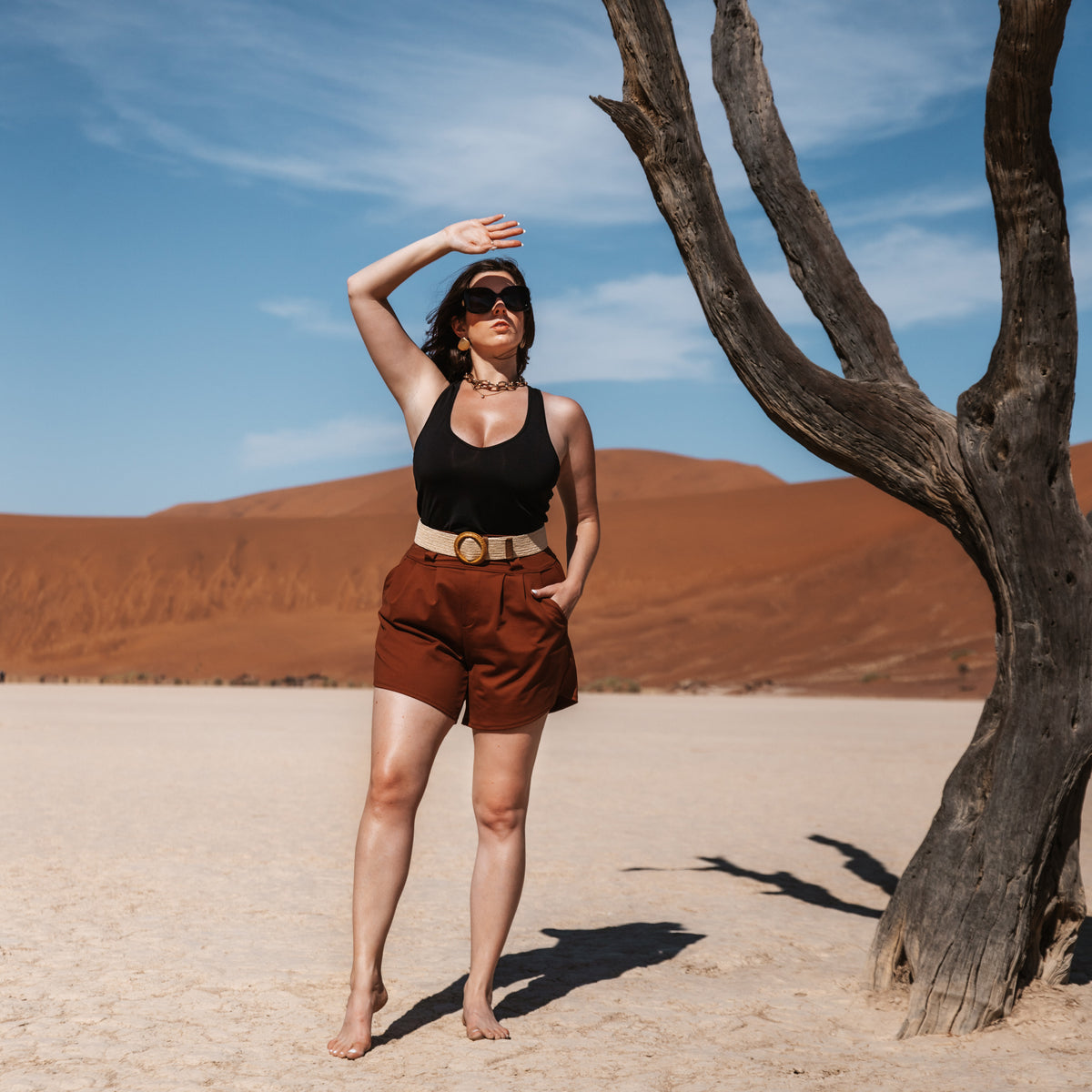 Pleated Shorts in Terra Cotta