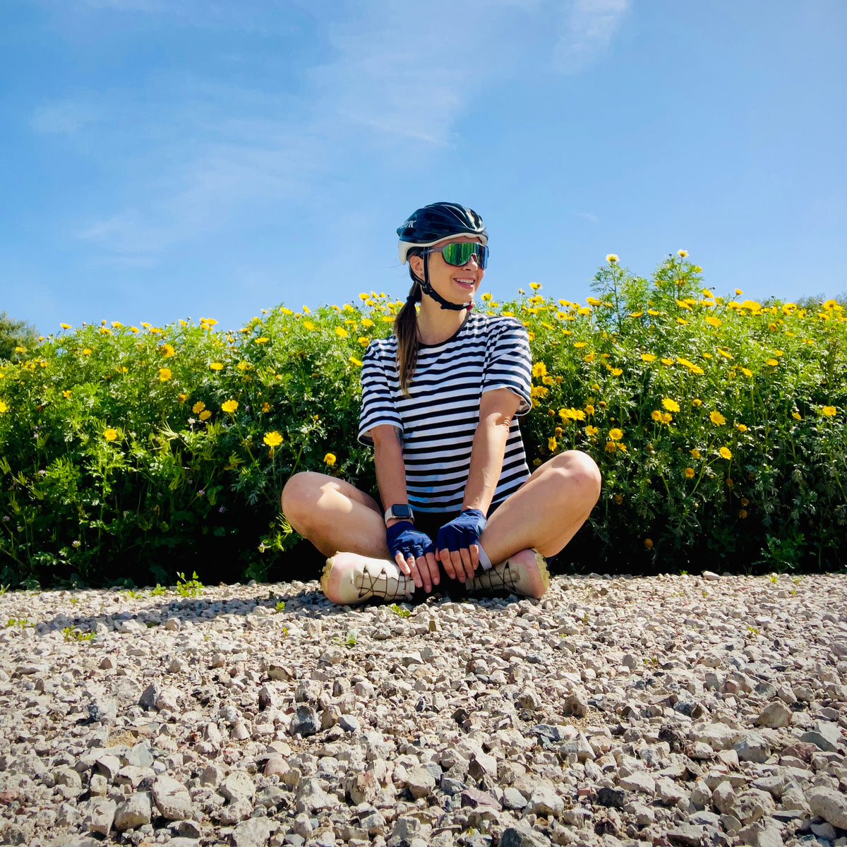 Lynt Crop Tee in Dark Navy Stripes
