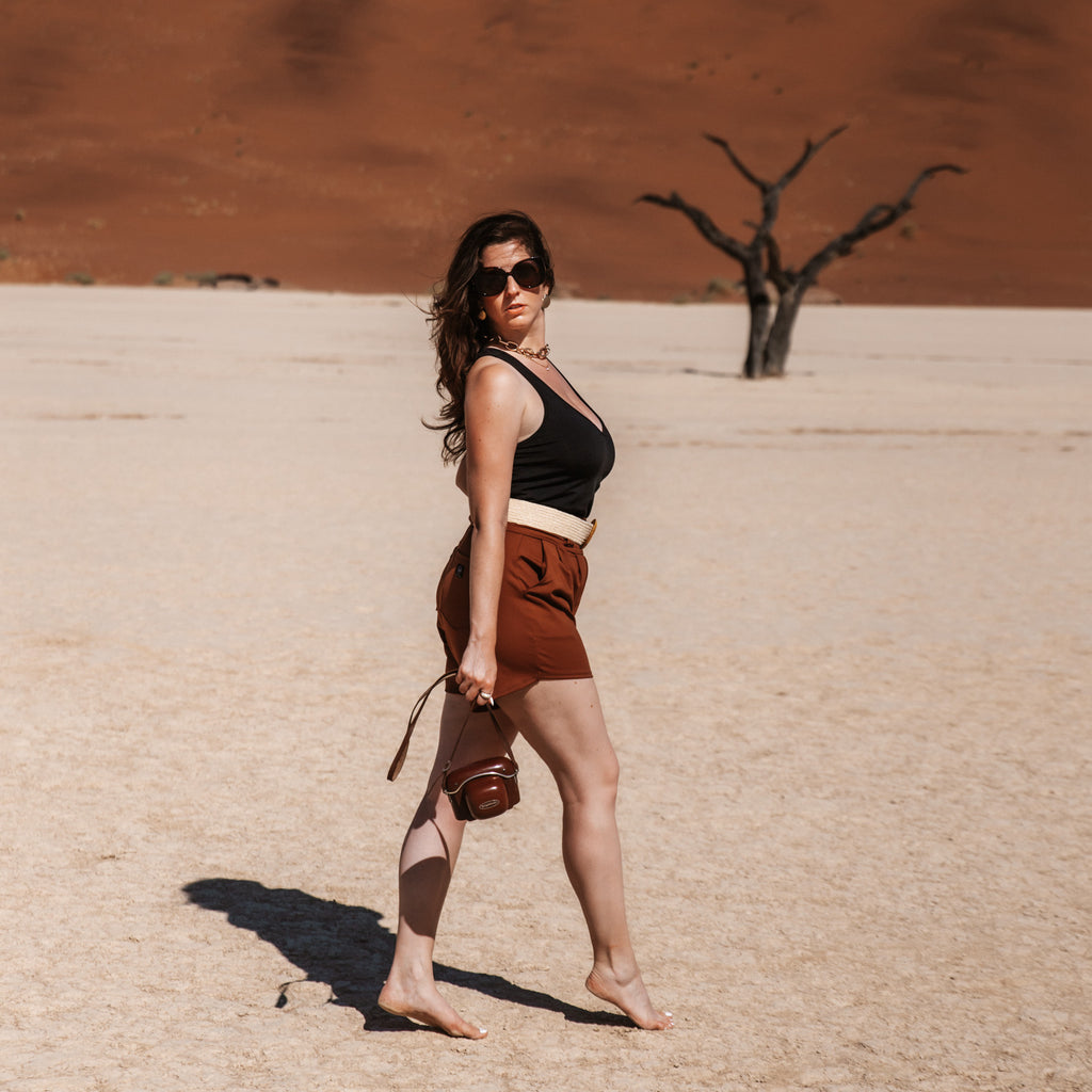Pleated Shorts in Terra Cotta