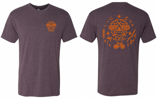 Adams Ave Bikes Camp Logo Tee in Maroon