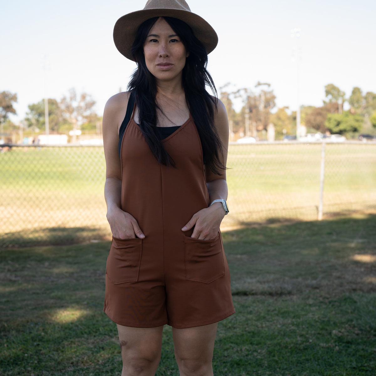 Lynt Camp Shortalls in Terra Cotta