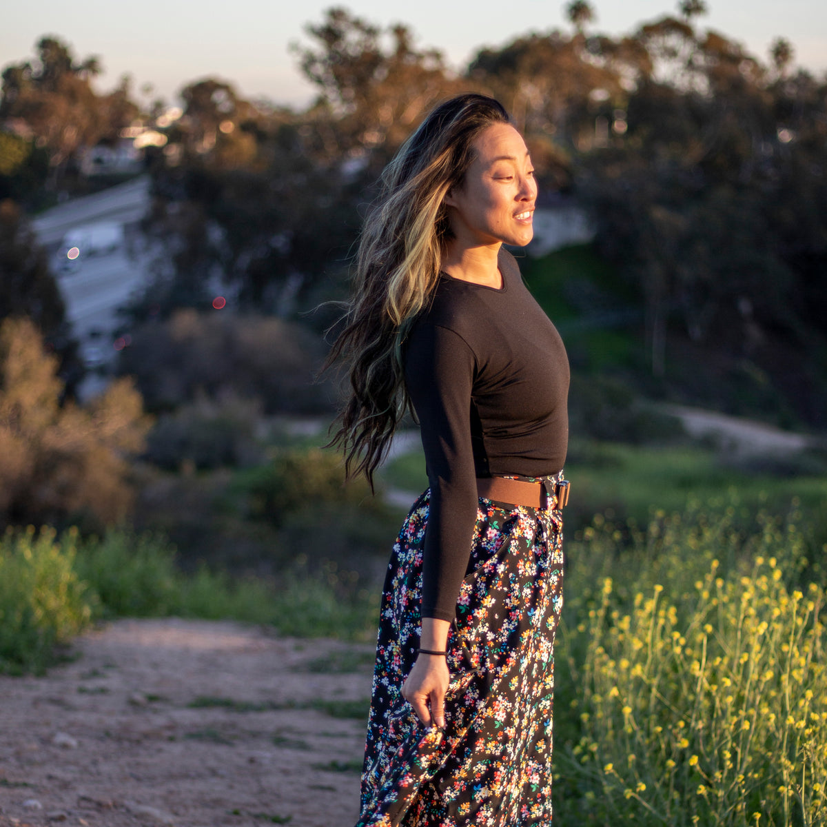 Lynt Long Sleeve Pocket Top in Black